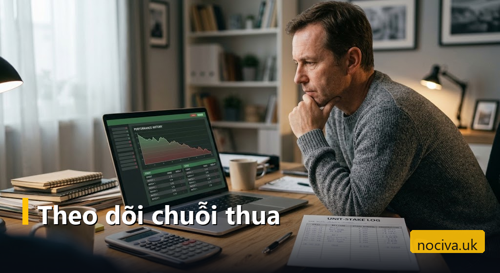 Máy tính hiển thị lịch sử cược và biểu đồ chuỗi thua
